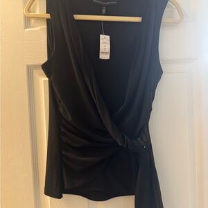 White House Black Market Black Wrap Blouse